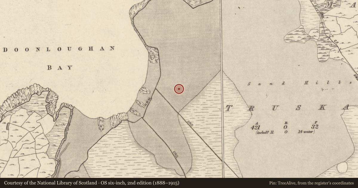 Ordnance Survey six-inch map, 2nd edition (1888–1915) covering the location of Midden, County Galway, with a pin at the register's coordinates