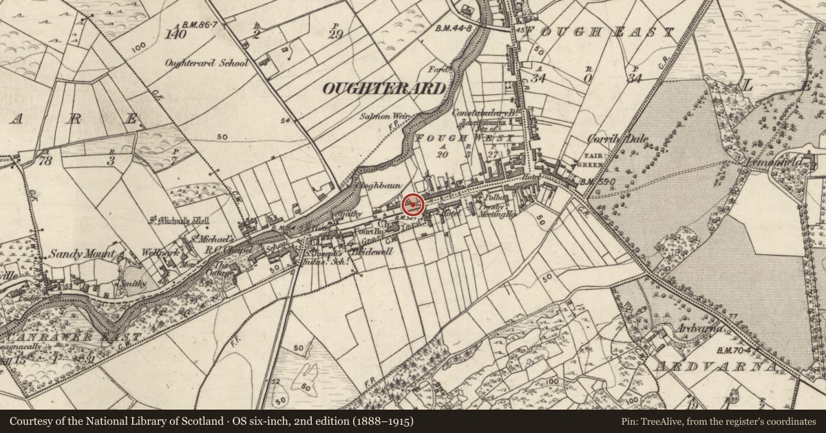 Ordnance Survey six-inch map, 2nd edition (1888–1915) covering the location of Town, County Galway, with a pin at the register's coordinates