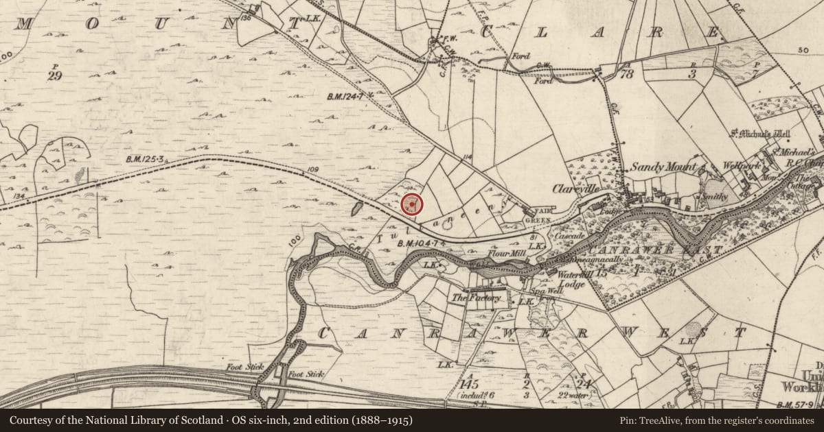 Ordnance Survey six-inch map, 2nd edition (1888–1915) covering the location of Mine - copper, Claremount, County Galway, with a pin at the register's coordinates