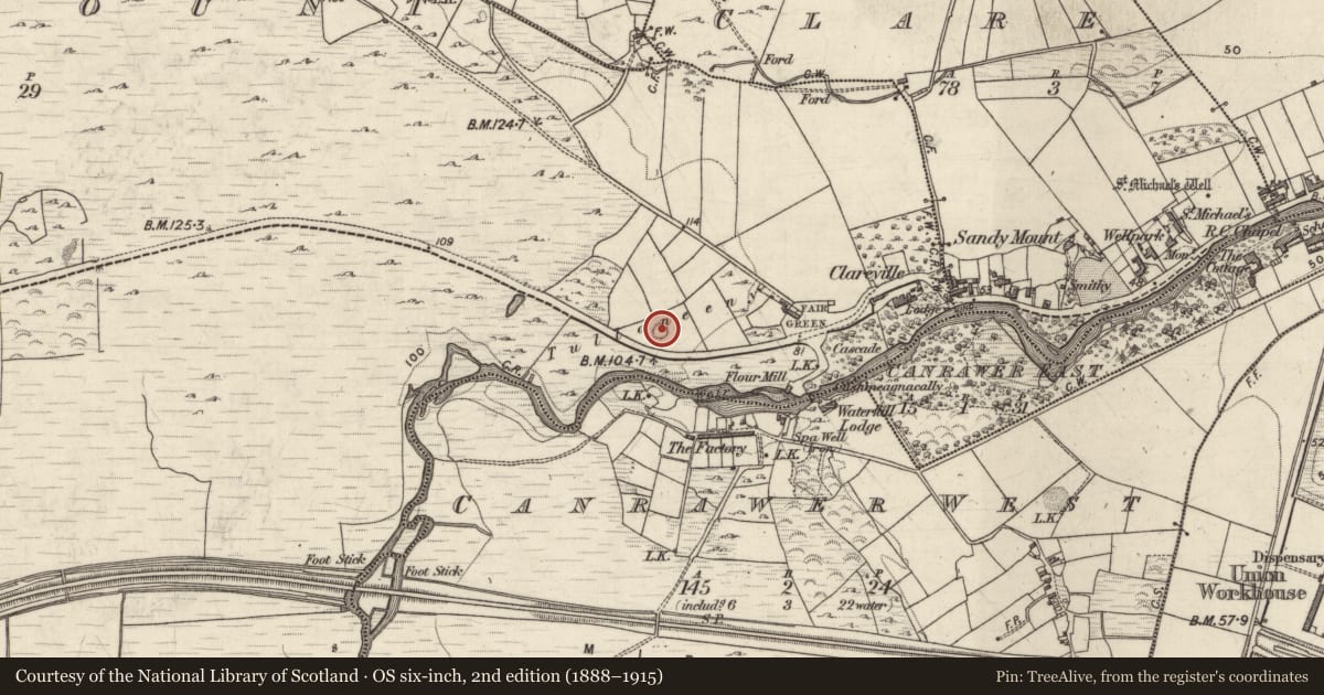 Ordnance Survey six-inch map, 2nd edition (1888–1915) covering the location of Quarry, Claremount, County Galway, with a pin at the register's coordinates