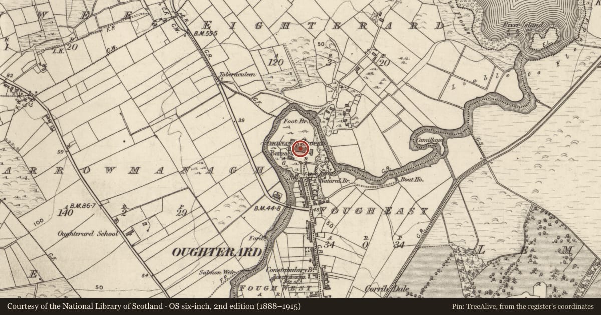 Ordnance Survey six-inch map, 2nd edition (1888–1915) covering the location of Barracks, Ordnance Ground, County Galway, with a pin at the register's coordinates