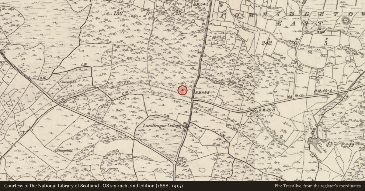 Ordnance Survey six-inch map, 2nd edition (1888–1915) covering the location of Enclosure, Porridgetown West, County Galway, with a pin at the register's coordinates