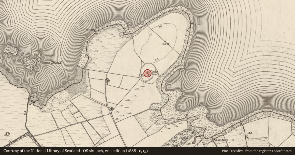 Ordnance Survey six-inch map, 2nd edition (1888–1915) covering the location of Enclosure, Portacarron, County Galway, with a pin at the register's coordinates