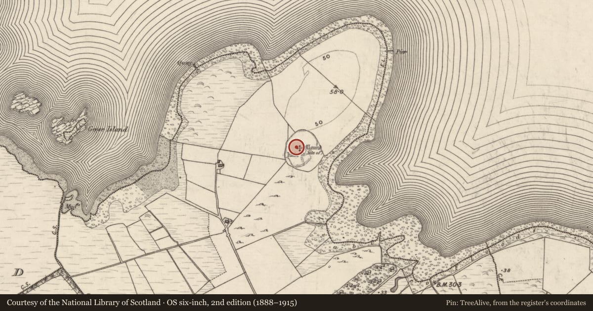 Ordnance Survey six-inch map, 2nd edition (1888–1915) covering the location of Mound, Portacarron, County Galway, with a pin at the register's coordinates