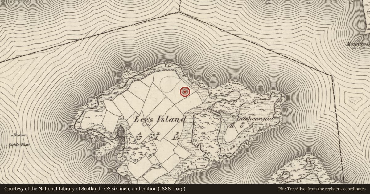 Ordnance Survey six-inch map, 2nd edition (1888–1915) covering the location of Earthwork, Lee'S Island, County Galway, with a pin at the register's coordinates