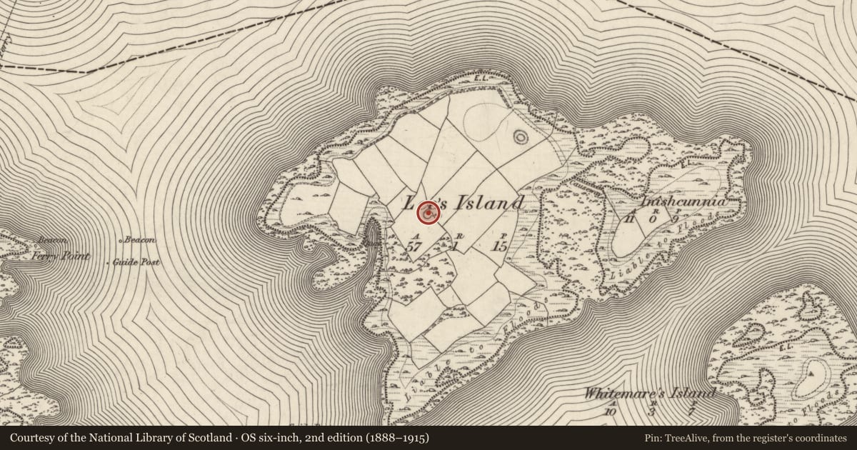 Ordnance Survey six-inch map, 2nd edition (1888–1915) covering the location of Quarry, Lee'S Island, County Galway, with a pin at the register's coordinates