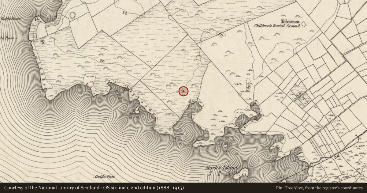 Ordnance Survey six-inch map, 2nd edition (1888–1915) covering the location of Enclosure, Annaghkeen, County Galway, with a pin at the register's coordinates