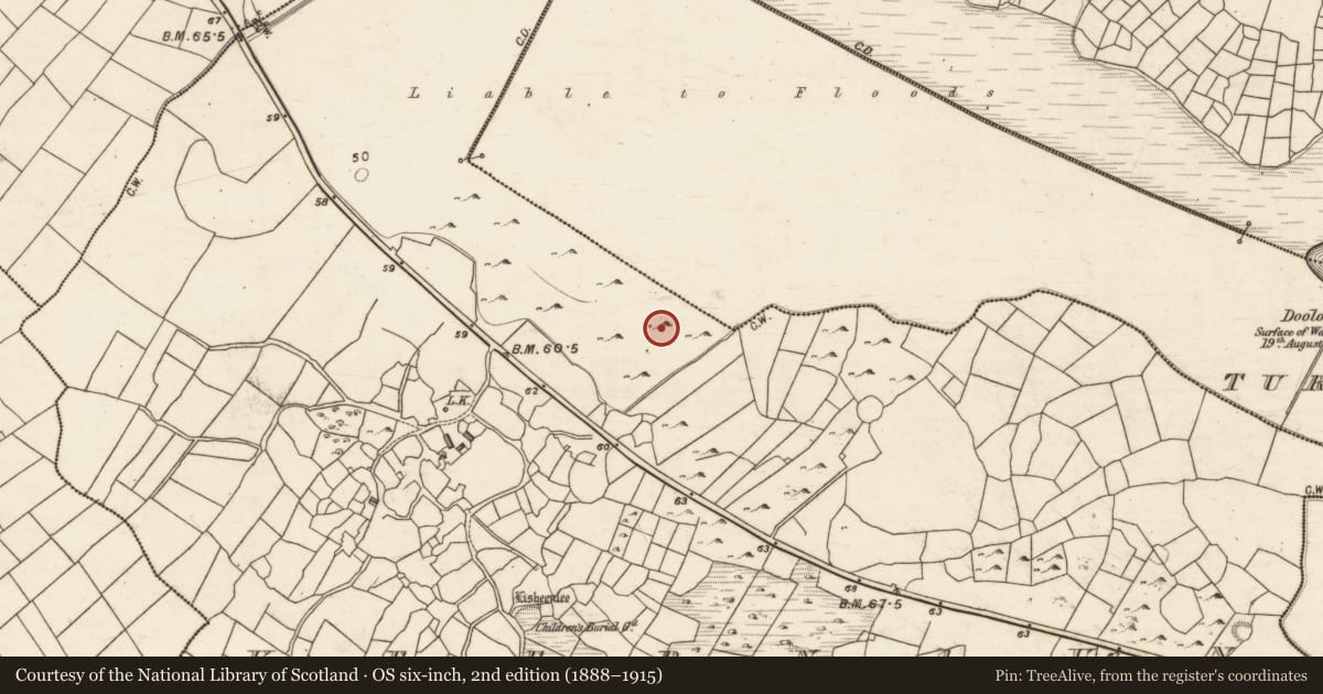 Ordnance Survey six-inch map, 2nd edition (1888–1915) covering the location of Enclosure, Keernaun, County Galway, with a pin at the register's coordinates