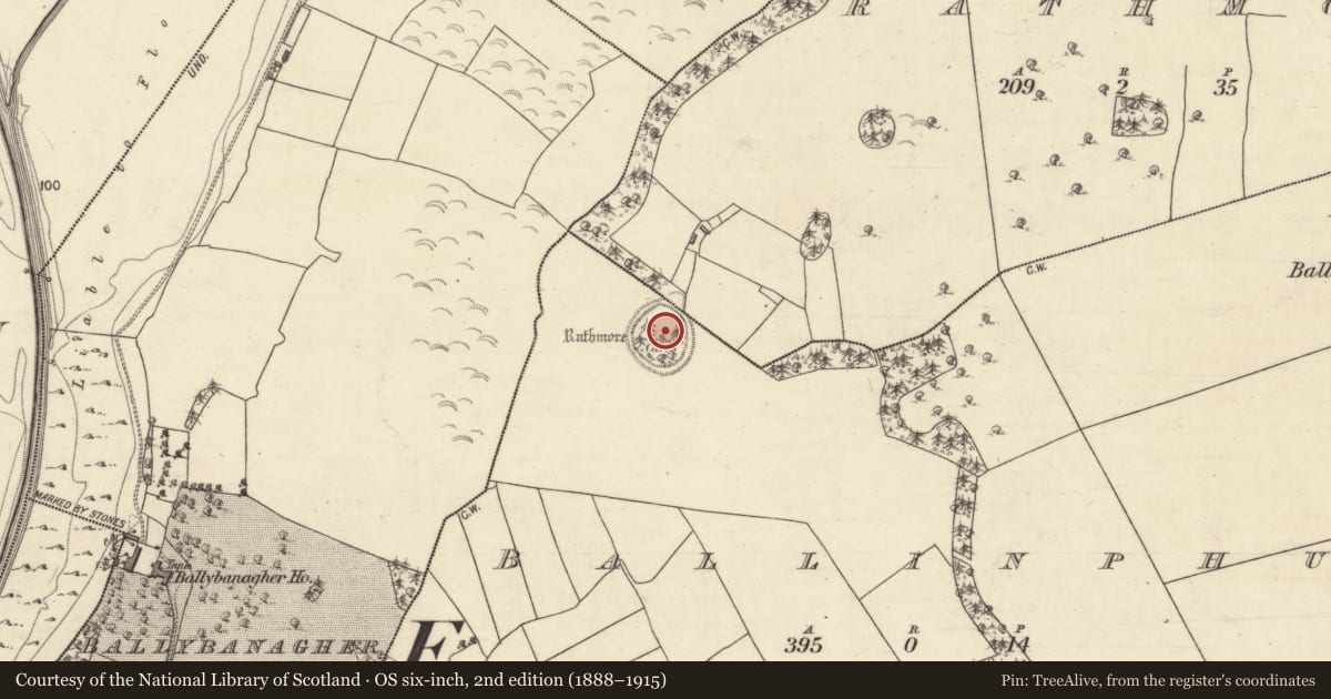 Ordnance Survey six-inch map, 2nd edition (1888–1915) covering the location of Souterrain, Ballinphuil, County Galway, with a pin at the register's coordinates