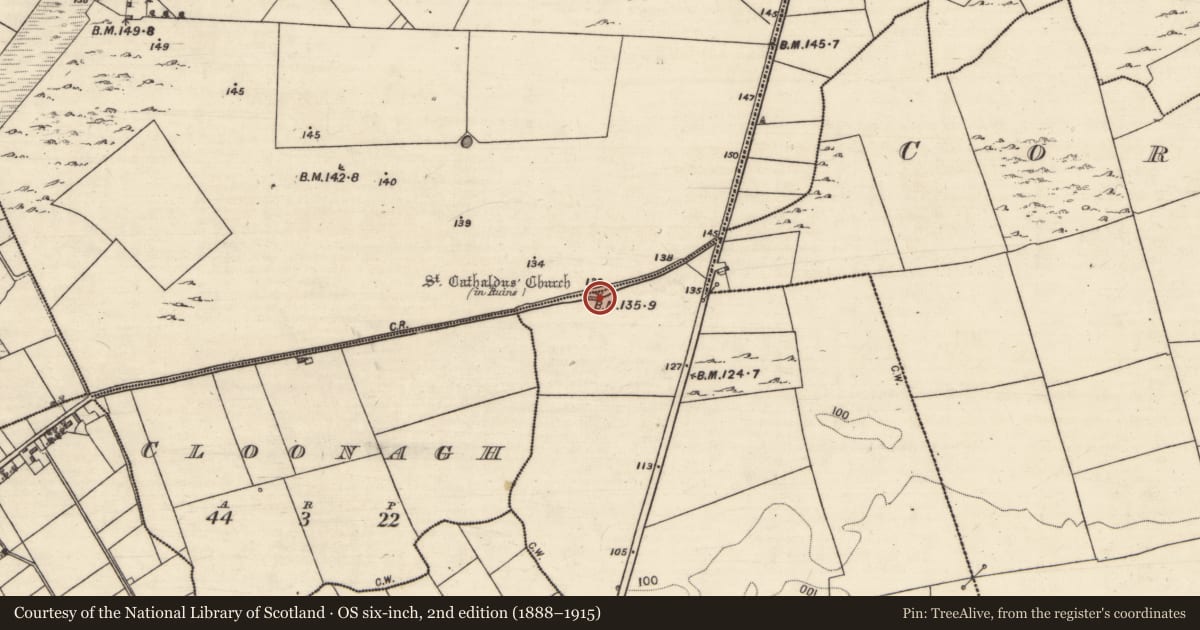 Ordnance Survey six-inch map, 2nd edition (1888–1915) covering the location of House - indeterminate date, Corrandrum, County Galway, with a pin at the register's coordinates