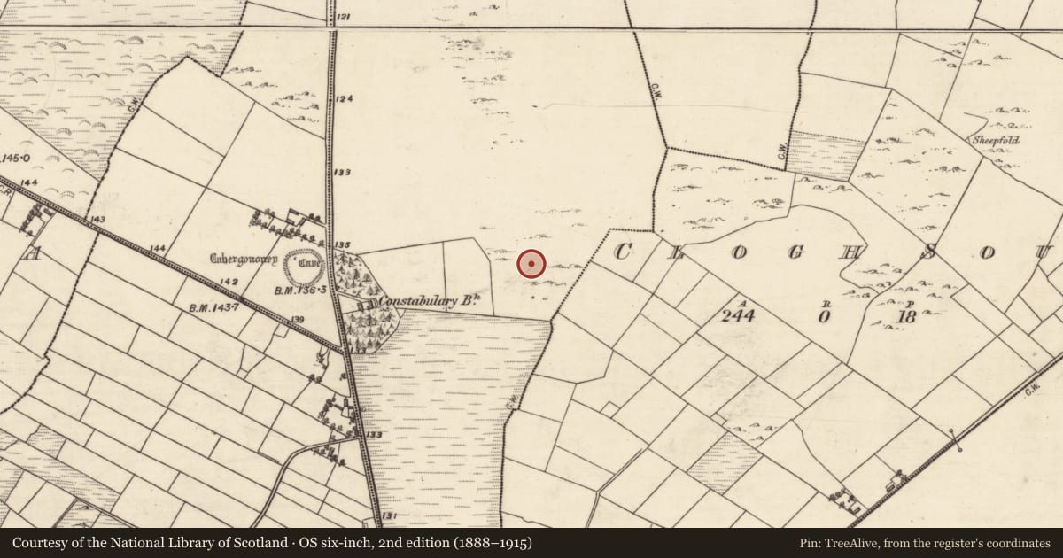 Ordnance Survey six-inch map, 2nd edition (1888–1915) covering the location of Cairn - unclassified, Cummer, County Galway, with a pin at the register's coordinates
