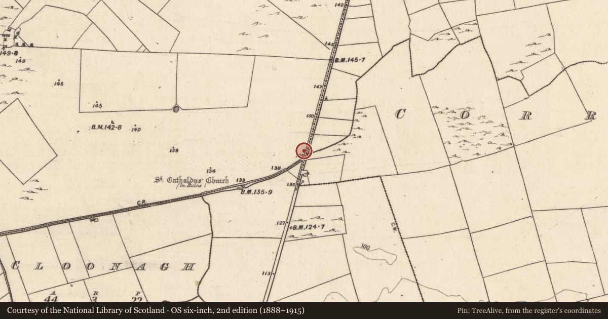 Ordnance Survey six-inch map, 2nd edition (1888–1915) covering the location of Cairn - wayside cairn, Kilcahill, County Galway, with a pin at the register's coordinates