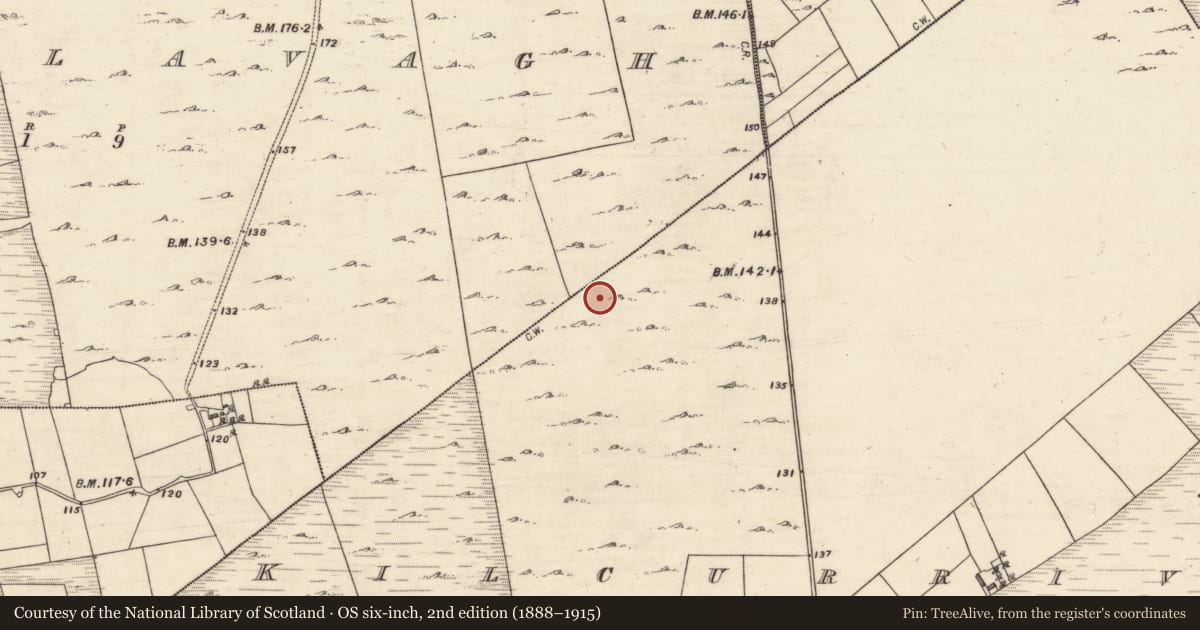 Ordnance Survey six-inch map, 2nd edition (1888–1915) covering the location of House - indeterminate date, Kilcurrivard, County Galway, with a pin at the register's coordinates
