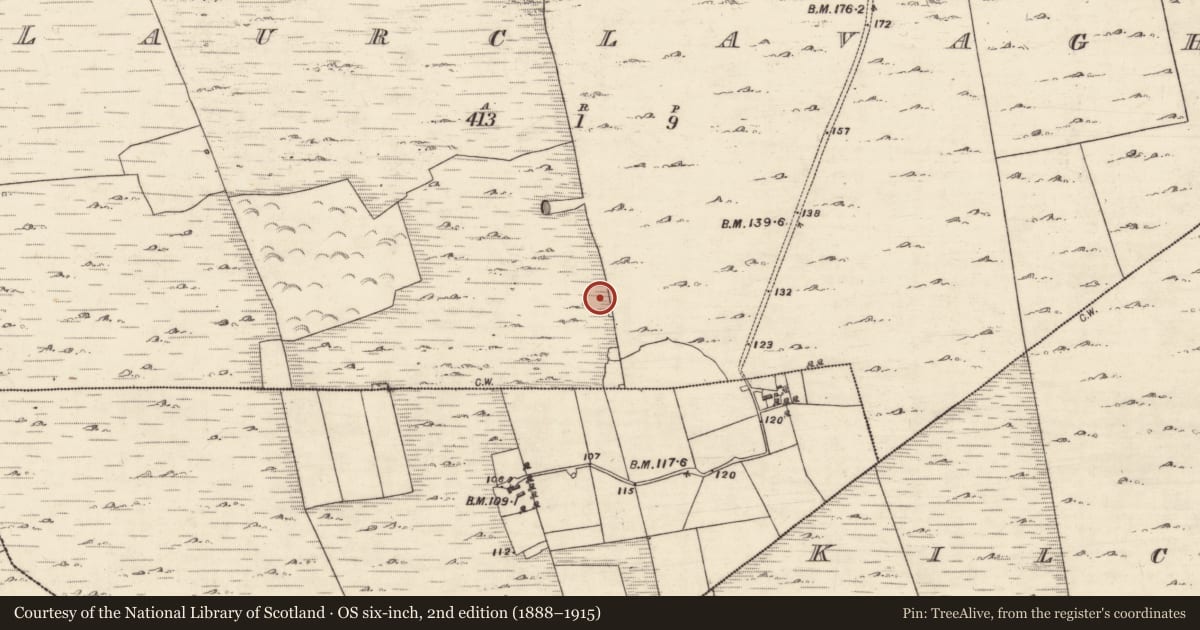 Ordnance Survey six-inch map, 2nd edition (1888–1915) covering the location of Ringfort - unclassified, Laurclavagh, County Galway, with a pin at the register's coordinates