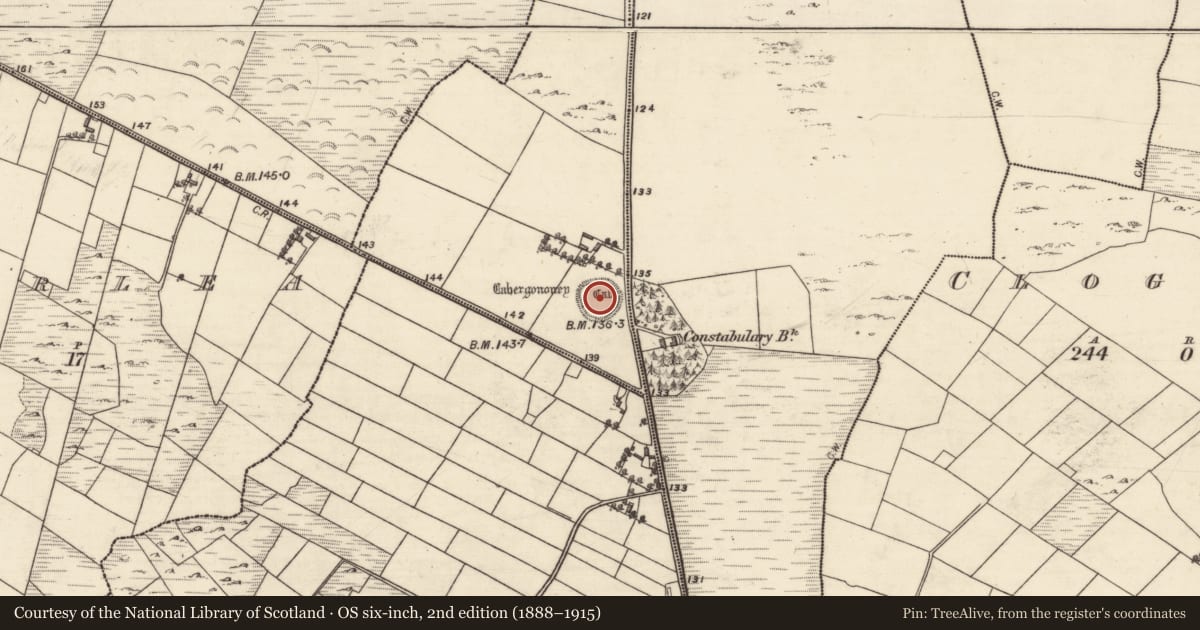 Ordnance Survey six-inch map, 2nd edition (1888–1915) covering the location of Ringfort - rath, Moneen, County Galway, with a pin at the register's coordinates