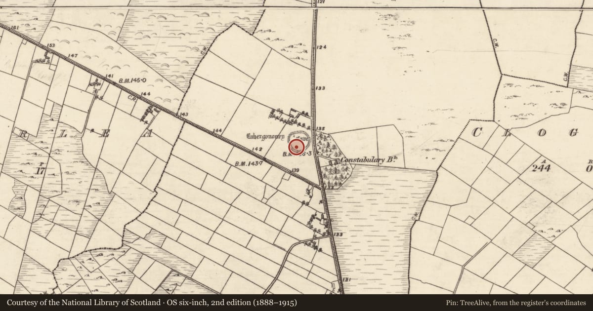 Ordnance Survey six-inch map, 2nd edition (1888–1915) covering the location of House - indeterminate date, Moneen, County Galway, with a pin at the register's coordinates