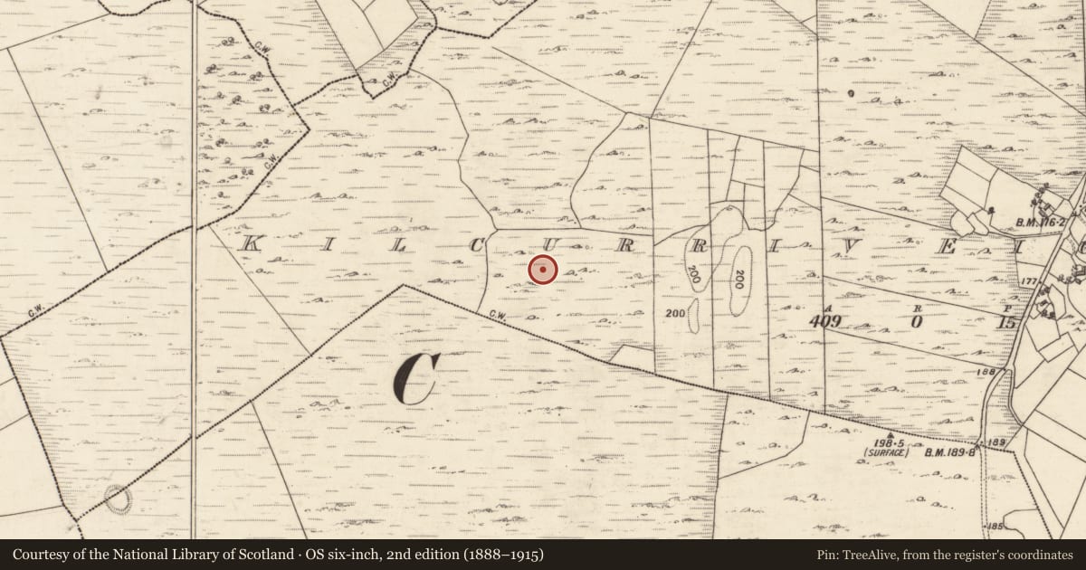 Ordnance Survey six-inch map, 2nd edition (1888–1915) covering the location of House - indeterminate date, Kilcurriv Eighter, County Galway, with a pin at the register's coordinates