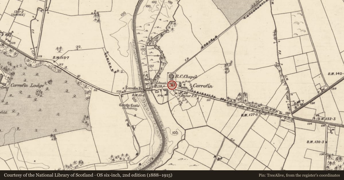 Ordnance Survey six-inch map, 2nd edition (1888–1915) covering the location of Chapel, Ballybanagher, County Galway, with a pin at the register's coordinates