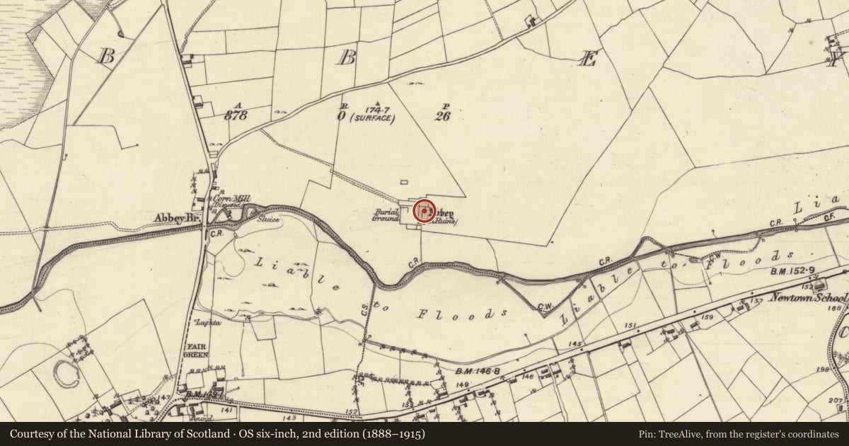 Ordnance Survey six-inch map, 2nd edition (1888–1915) covering the location of Religious house - Cistercian monks, Abbey, County Galway, with a pin at the register's coordinates