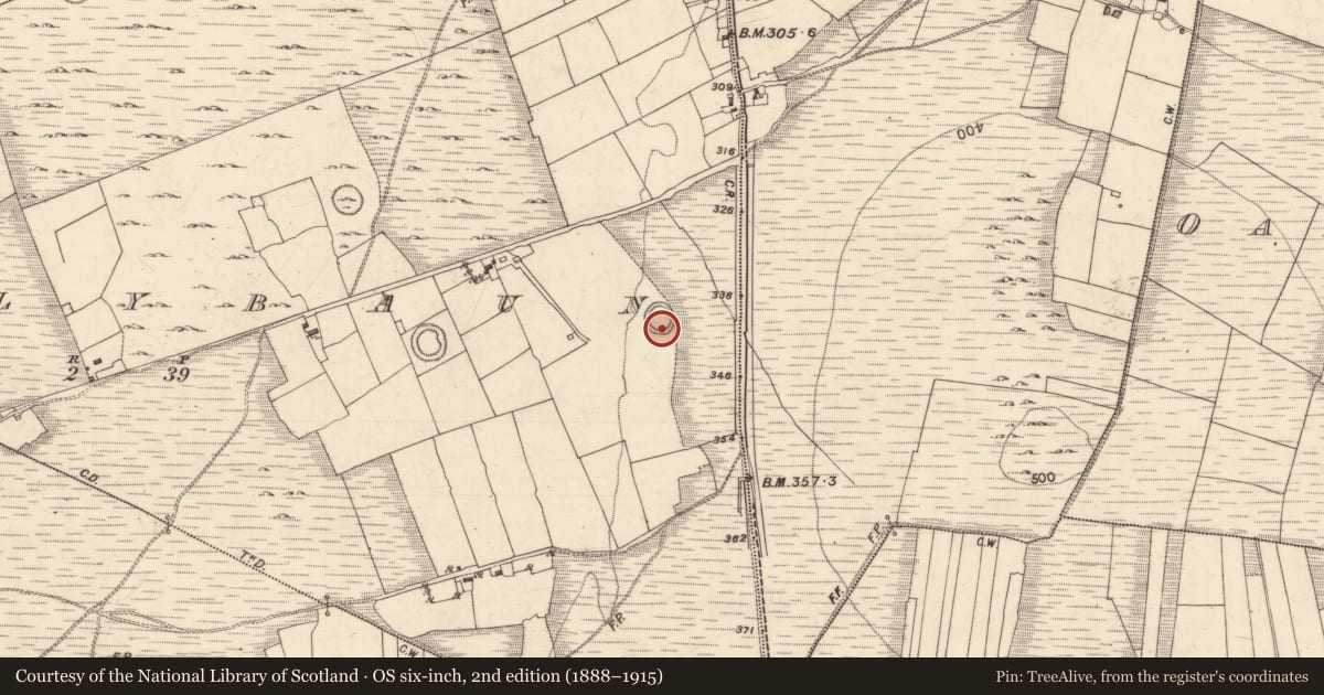 Ordnance Survey six-inch map, 2nd edition (1888–1915) covering the location of Ringfort - unclassified, Ballybaun, County Galway, with a pin at the register's coordinates