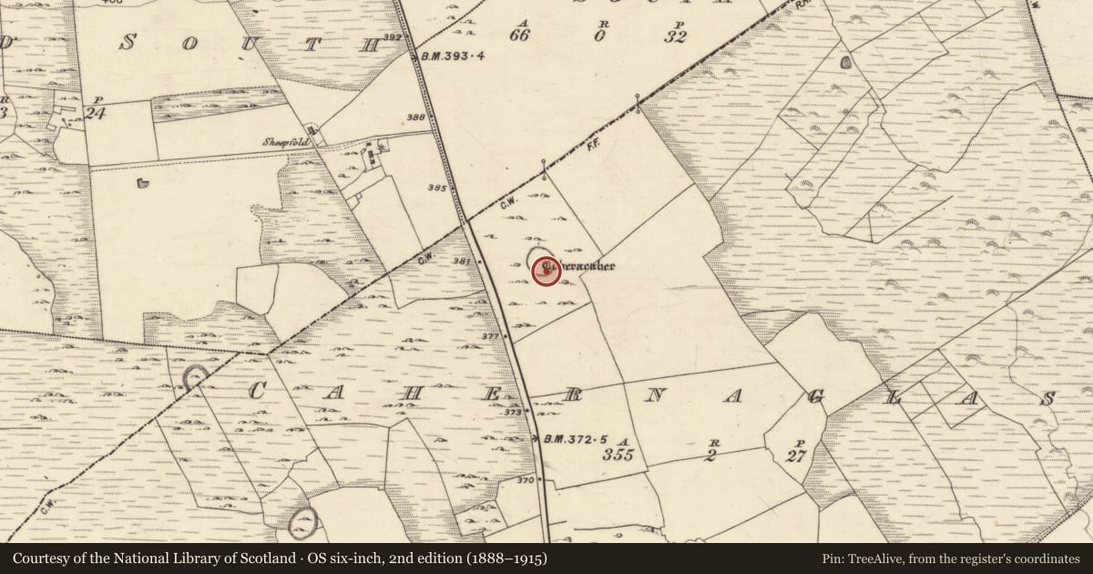 Ordnance Survey six-inch map, 2nd edition (1888–1915) covering the location of Well, Cahernaglass, County Galway, with a pin at the register's coordinates