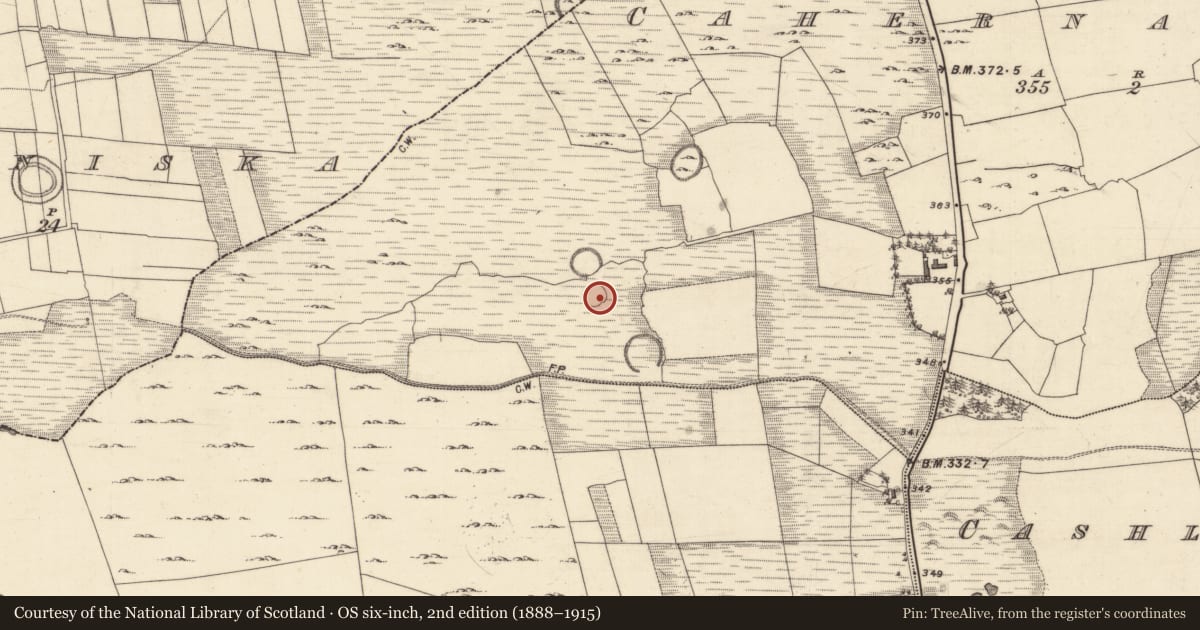 Ordnance Survey six-inch map, 2nd edition (1888–1915) covering the location of House - indeterminate date, Cahernaglass, County Galway, with a pin at the register's coordinates