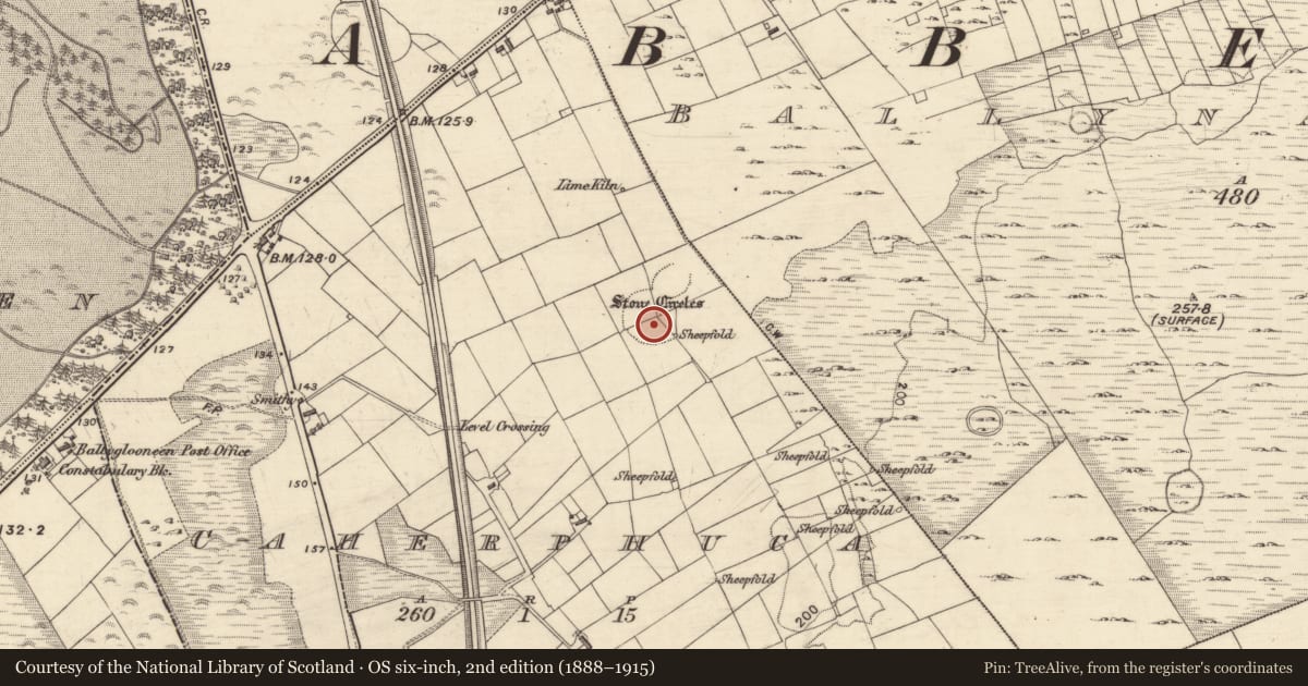 Ordnance Survey six-inch map, 2nd edition (1888–1915) covering the location of Souterrain, Caherphuca, County Galway, with a pin at the register's coordinates