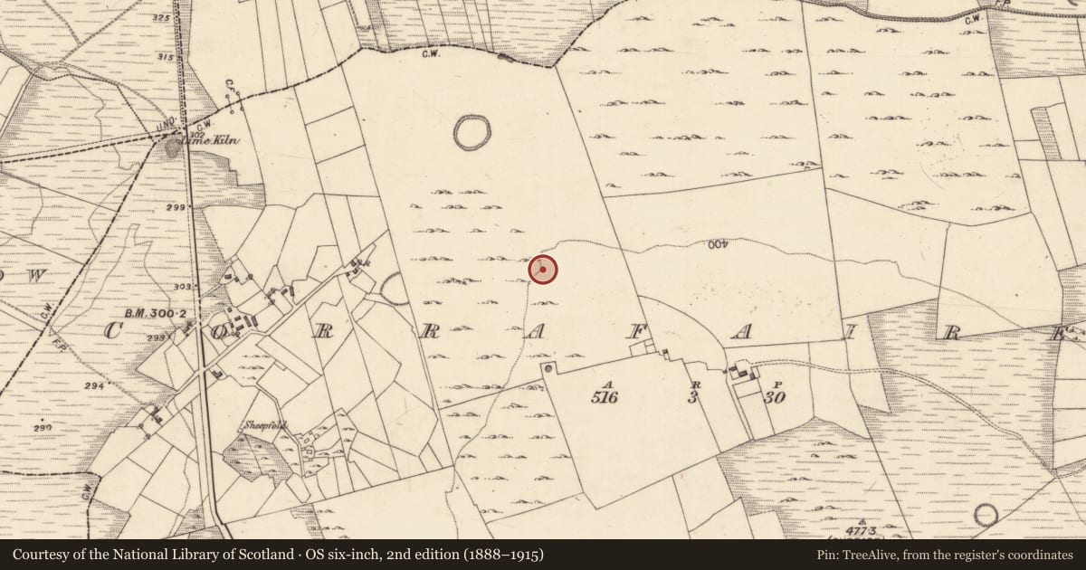 Ordnance Survey six-inch map, 2nd edition (1888–1915) covering the location of Enclosure, Corrafaireen, County Galway, with a pin at the register's coordinates
