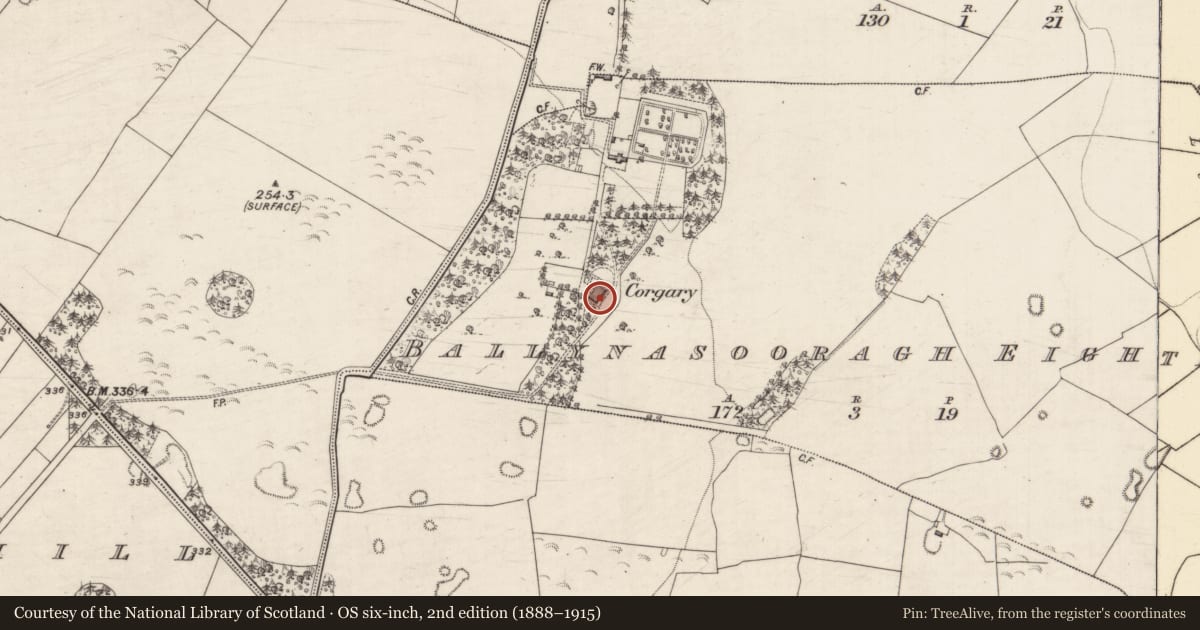 Ordnance Survey six-inch map, 2nd edition (1888–1915) covering the location of Country house, Ballynasooragh Eighter, County Galway, with a pin at the register's coordinates