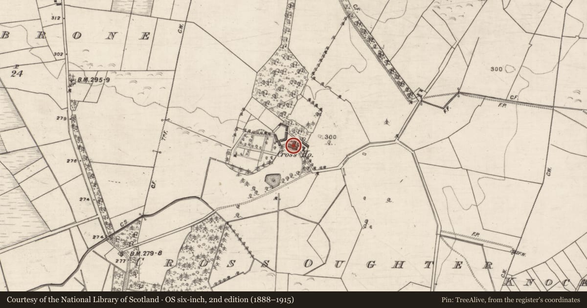 Ordnance Survey six-inch map, 2nd edition (1888–1915) covering the location of Country house, Cross Oughter, County Galway, with a pin at the register's coordinates