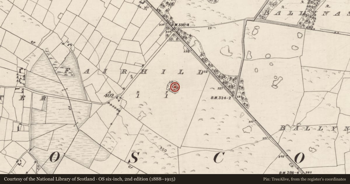 Ordnance Survey six-inch map, 2nd edition (1888–1915) covering the location of Ringfort - unclassified, Fairhill, County Galway, with a pin at the register's coordinates