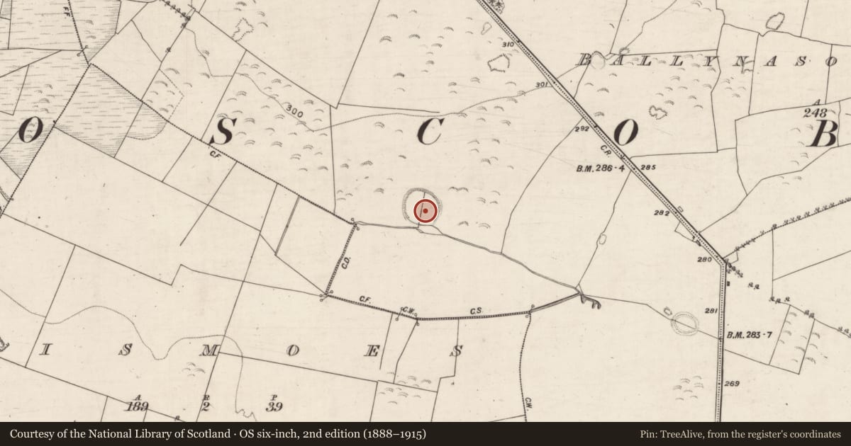 Ordnance Survey six-inch map, 2nd edition (1888–1915) covering the location of Enclosure, Fairhill, County Galway, with a pin at the register's coordinates