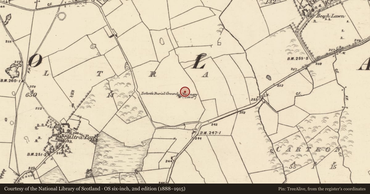 Ordnance Survey six-inch map, 2nd edition (1888–1915) covering the location of Enclosure, Caltra, County Galway, with a pin at the register's coordinates