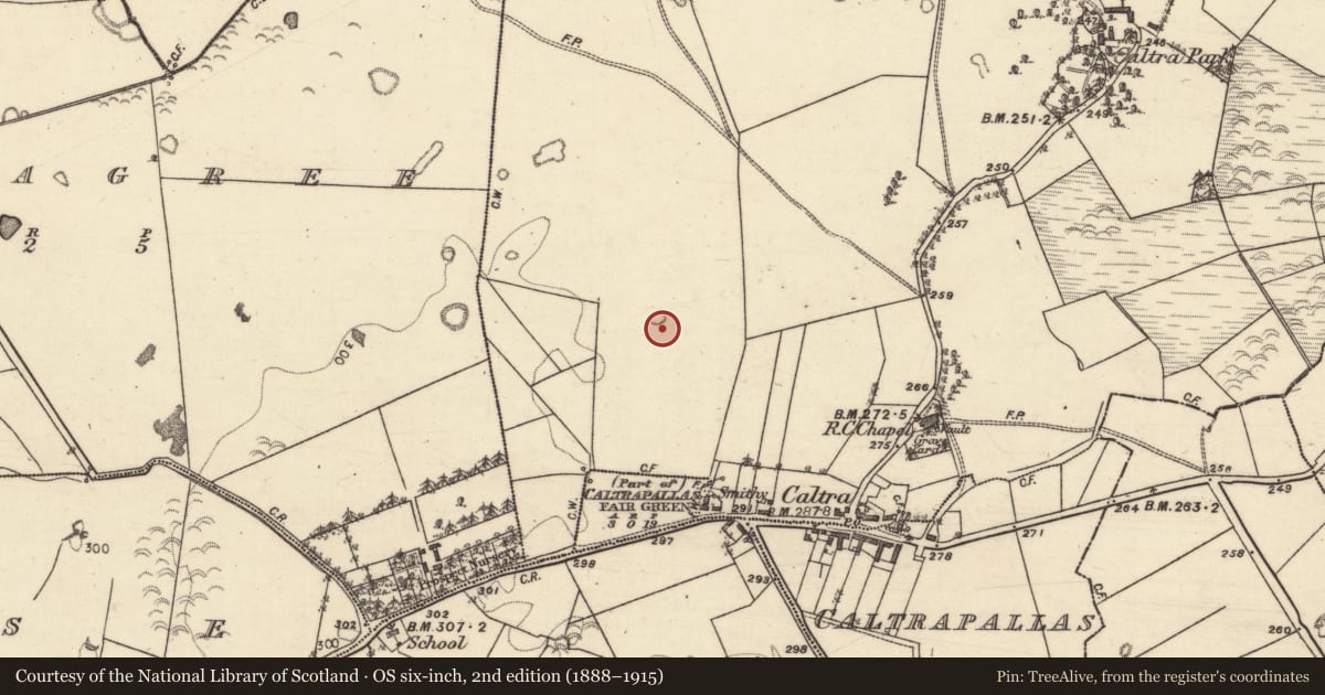 Ordnance Survey six-inch map, 2nd edition (1888–1915) covering the location of Quarry, Caltra, County Galway, with a pin at the register's coordinates