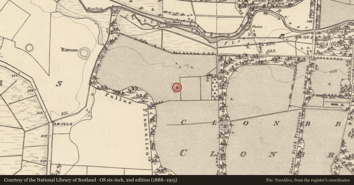 Ordnance Survey six-inch map, 2nd edition (1888–1915) covering the location of Ringfort - unclassified, Clonbrock Demesne, County Galway, with a pin at the register's coordinates