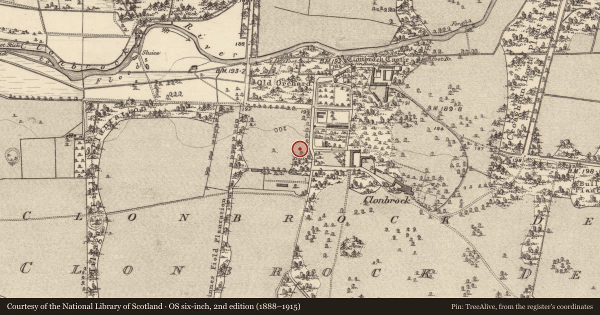 Ordnance Survey six-inch map, 2nd edition (1888–1915) covering the location of Ringfort - unclassified, Clonbrock Demesne, County Galway, with a pin at the register's coordinates