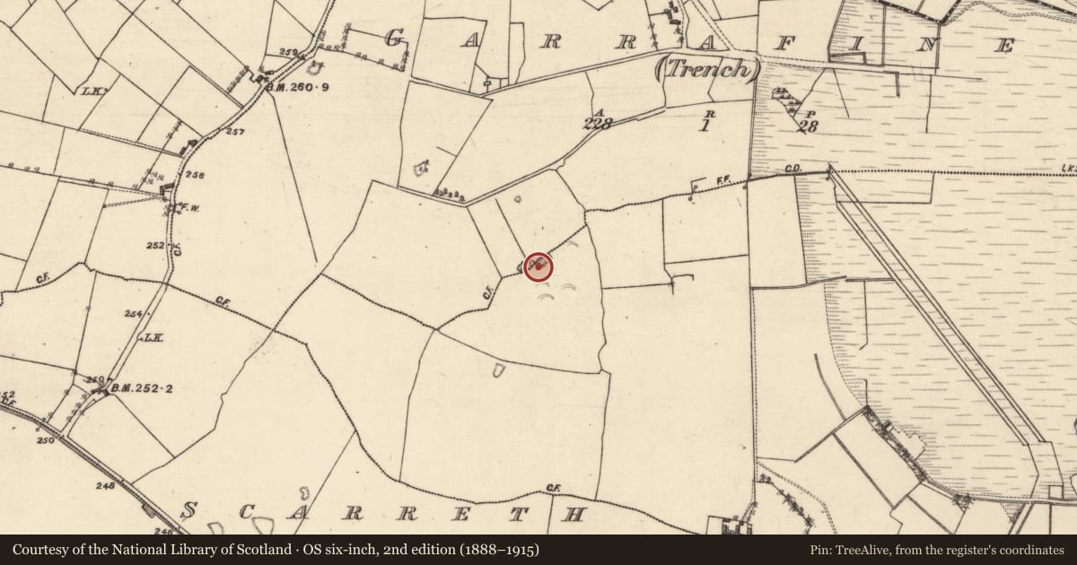 Ordnance Survey six-inch map, 2nd edition (1888–1915) covering the location of Quarry, Garrafine (Trench), Garrafine (Ussher), County Galway, with a pin at the register's coordinates