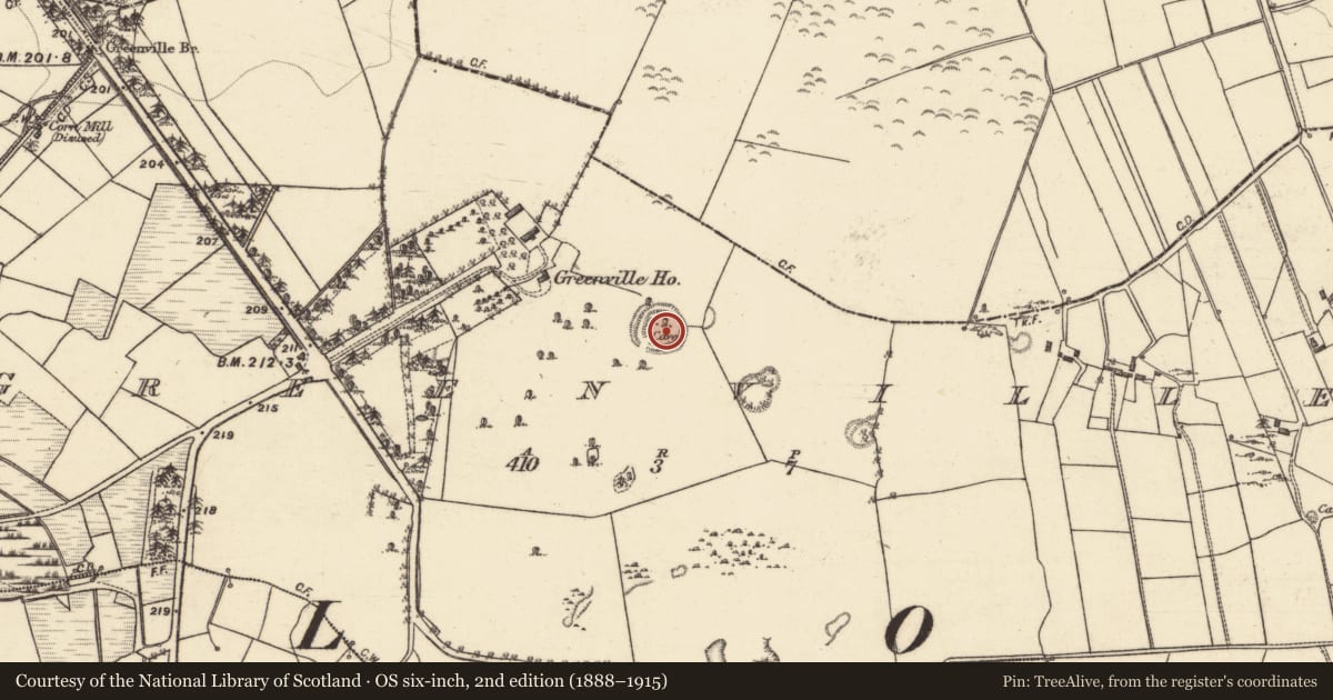 Ordnance Survey six-inch map, 2nd edition (1888–1915) covering the location of Ringfort - unclassified, Greenville, County Galway, with a pin at the register's coordinates