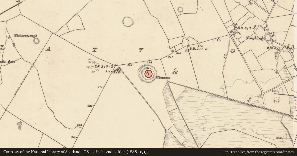 Ordnance Survey six-inch map, 2nd edition (1888–1915) covering the location of Souterrain, Lattoon, County Galway, with a pin at the register's coordinates