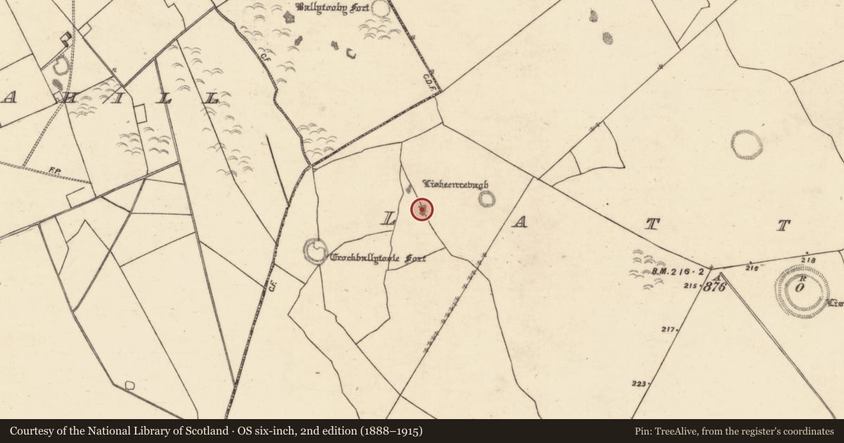Ordnance Survey six-inch map, 2nd edition (1888–1915) covering the location of Quarry, Lattoon, County Galway, with a pin at the register's coordinates