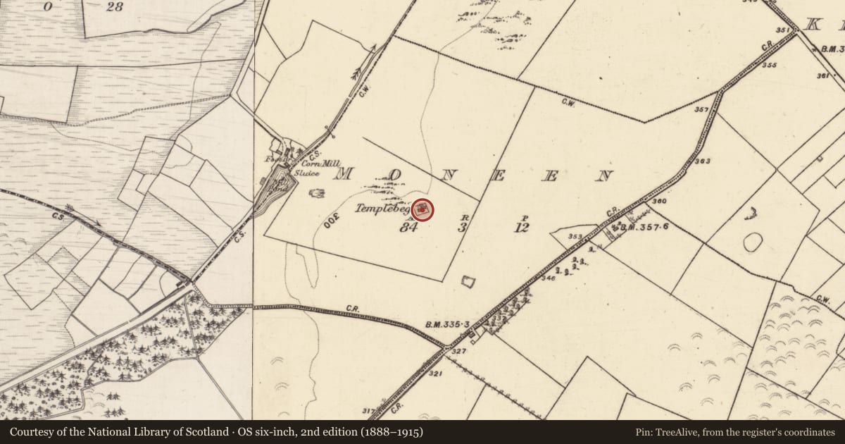 Ordnance Survey six-inch map, 2nd edition (1888–1915) covering the location of Chapel, Moneen (Part of), County Galway, with a pin at the register's coordinates