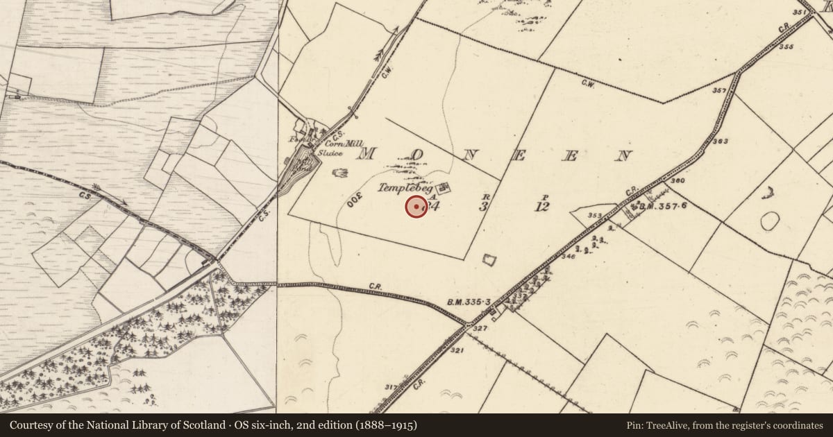 Ordnance Survey six-inch map, 2nd edition (1888–1915) covering the location of Enclosure, Moneen (Part of), County Galway, with a pin at the register's coordinates