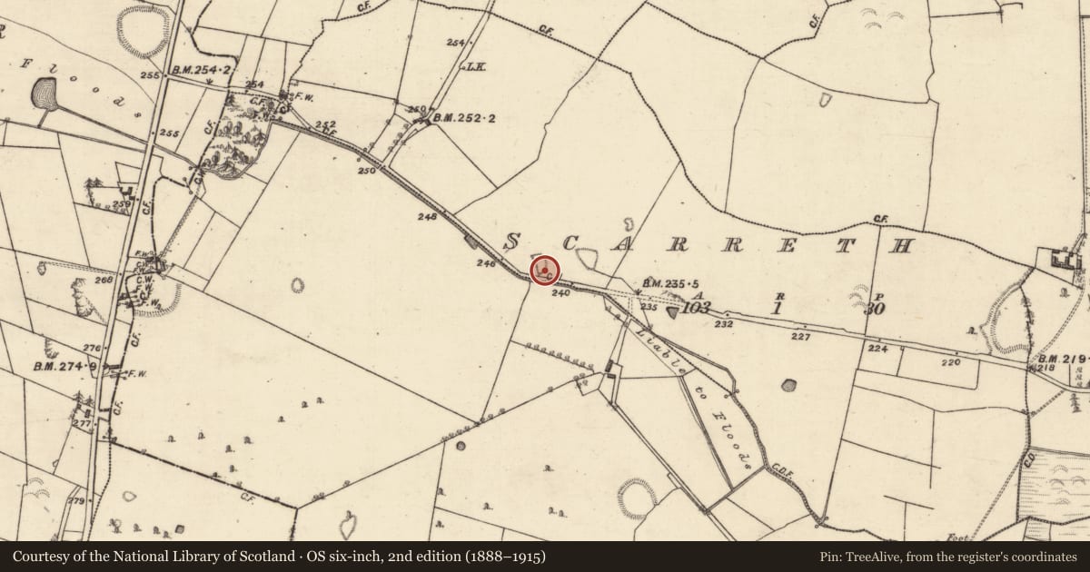 Ordnance Survey six-inch map, 2nd edition (1888–1915) covering the location of Quarry, Scarreth, County Galway, with a pin at the register's coordinates