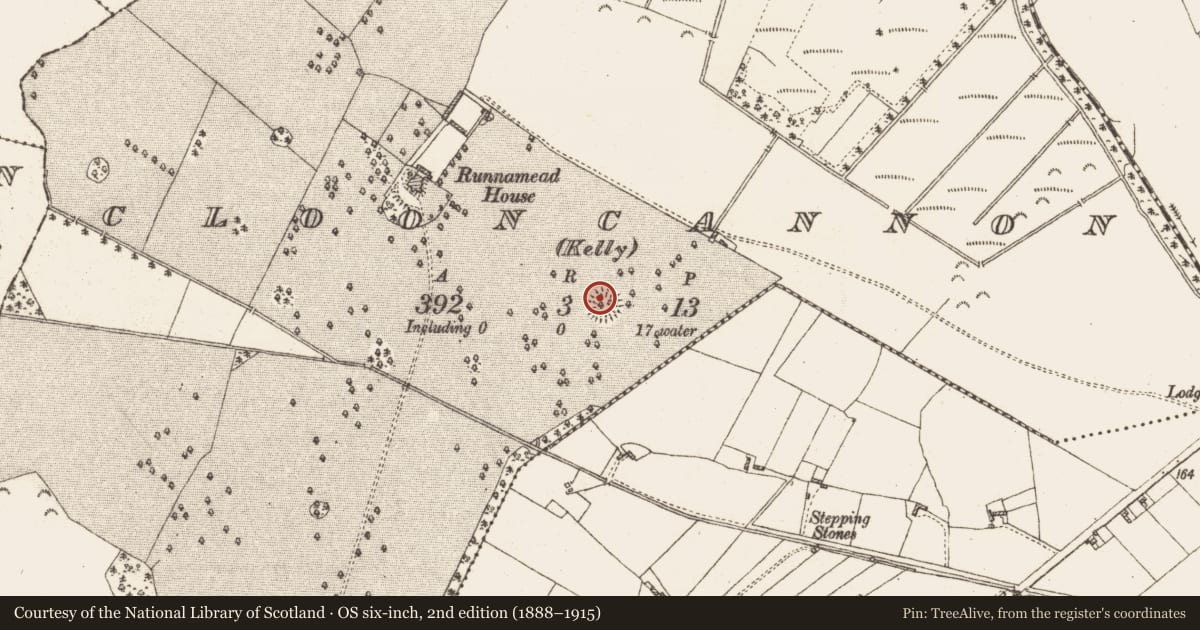 Ordnance Survey six-inch map, 2nd edition (1888–1915) covering the location of Ringfort - unclassified, Clooncannon (Kelly), County Galway, with a pin at the register's coordinates