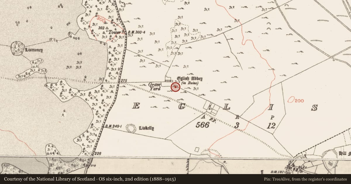Ordnance Survey six-inch map, 2nd edition (1888–1915) covering the location of Building, Eglish, County Galway, with a pin at the register's coordinates