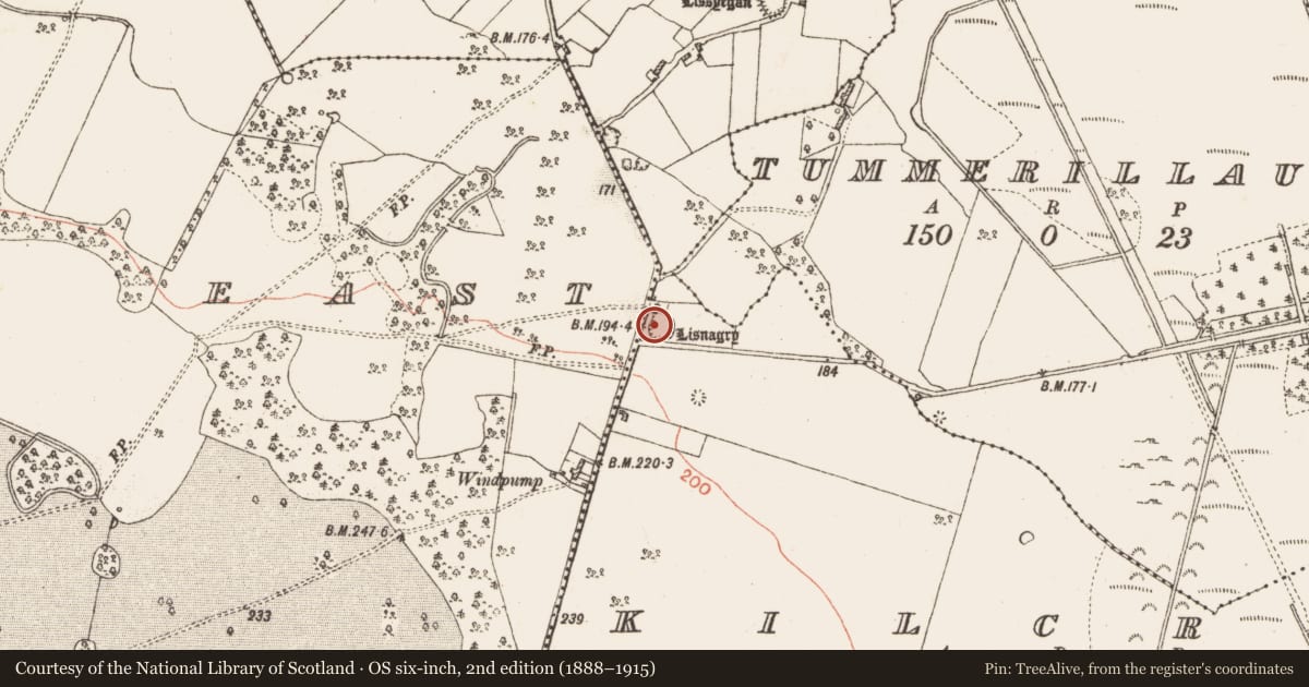 Ordnance Survey six-inch map, 2nd edition (1888–1915) covering the location of Enclosure, Kilcrin, County Galway, with a pin at the register's coordinates