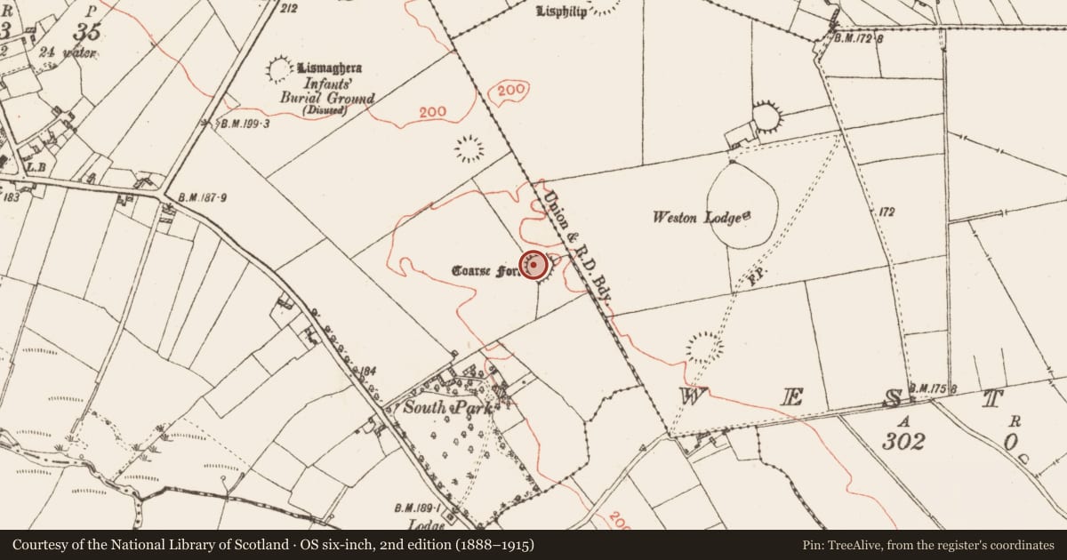 Ordnance Survey six-inch map, 2nd edition (1888–1915) covering the location of Enclosure, Kilglass, County Galway, with a pin at the register's coordinates