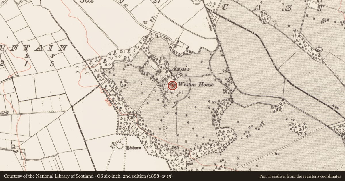 Ordnance Survey six-inch map, 2nd edition (1888–1915) covering the location of House - 18th/19th century, Weston, County Galway, with a pin at the register's coordinates