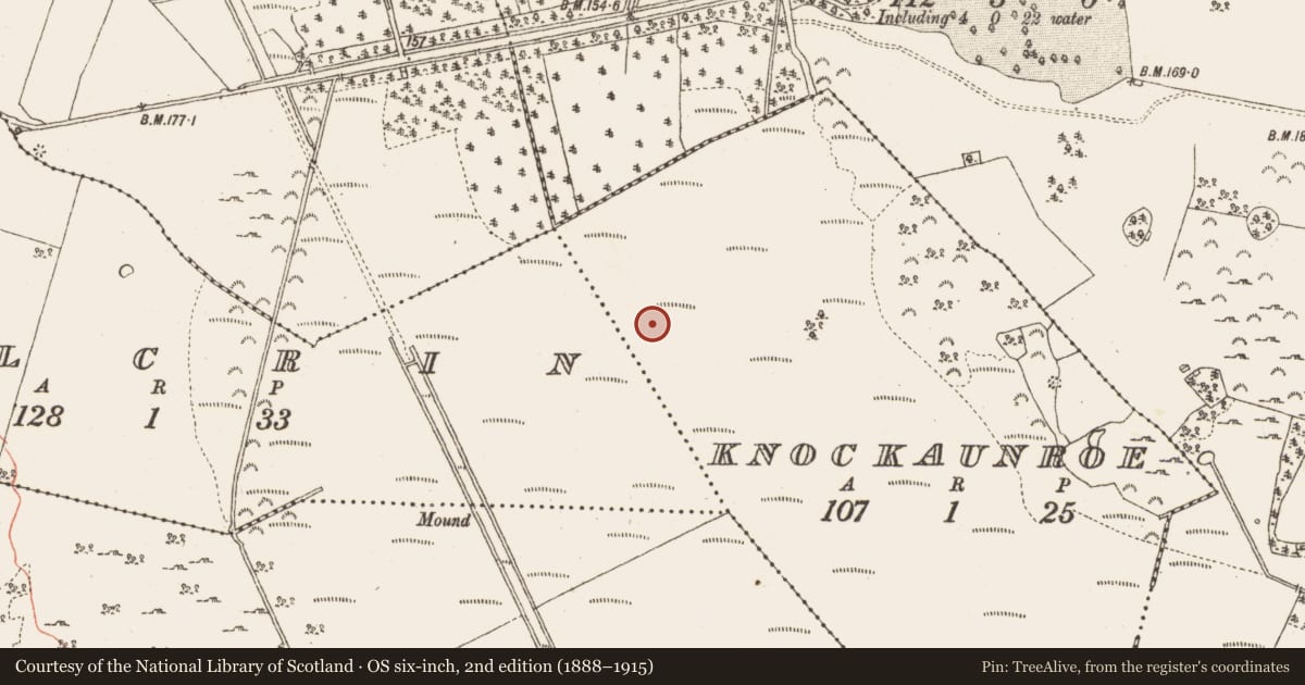 Ordnance Survey six-inch map, 2nd edition (1888–1915) covering the location of Platform - peatland, Knockaunroe, County Galway, with a pin at the register's coordinates