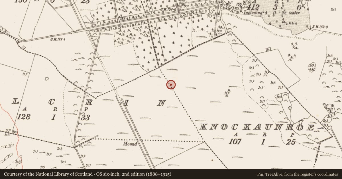 Ordnance Survey six-inch map, 2nd edition (1888–1915) covering the location of Platform - peatland, Knockaunroe, County Galway, with a pin at the register's coordinates